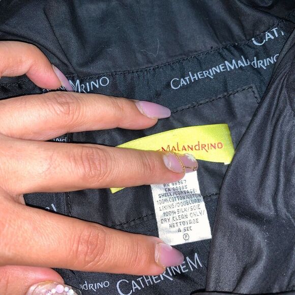 WOMEN'S Catherine Malandrino y2k black cotton and silk Trench coat pleatedSIZE P - Picture 10 of 10